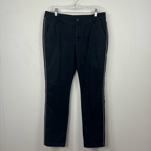 CAbi Women's 5313 The Peyton Multicolor Ribbon Side Stripe Black Pants Size 8 - Picture 9 of 11